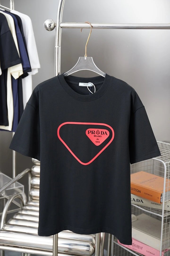 Prada T-Shirts Crew-neck short-sleeve graphic and textured designs — 56