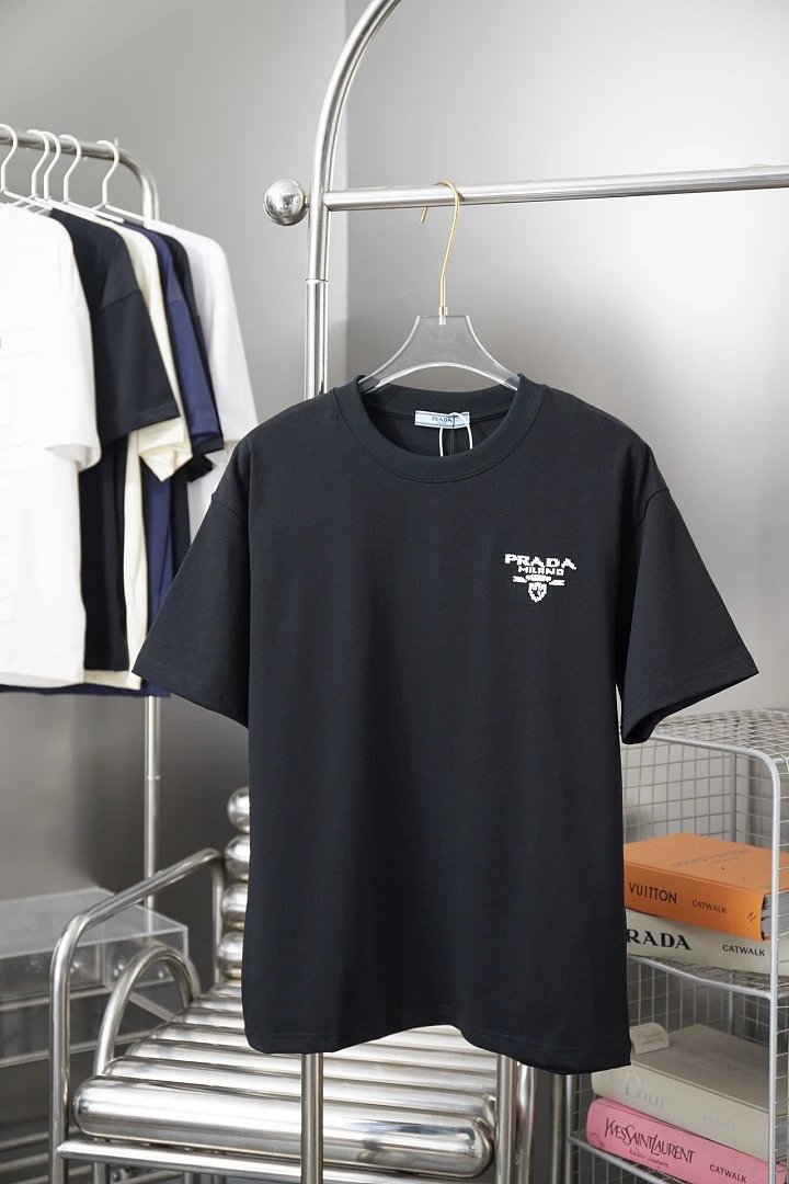 Prada T-Shirts Crew-neck short-sleeve graphic and textured designs — 74