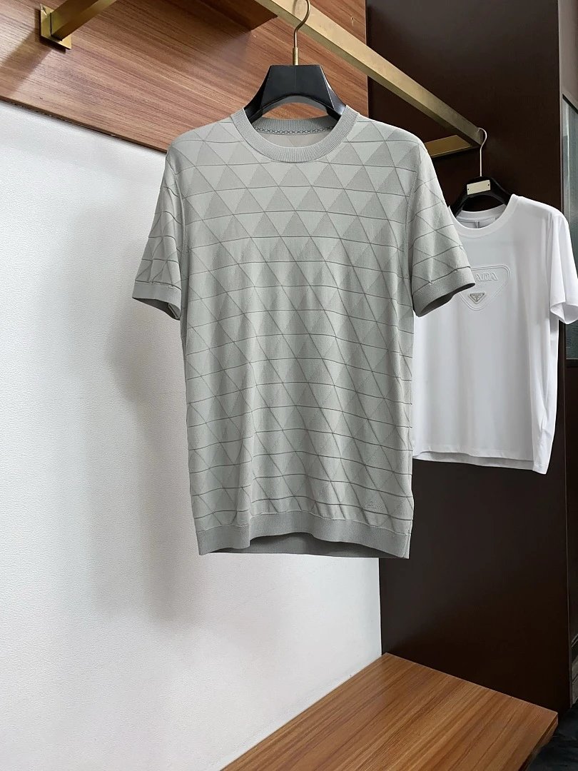 Prada T-Shirts Crew-neck short-sleeve graphic and textured designs image 8