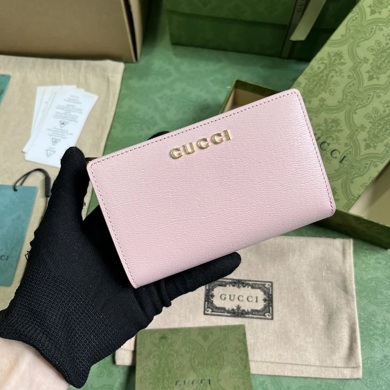 Gucci GG Marmont Mini Wallet Pink Leather Short Wallet - 11