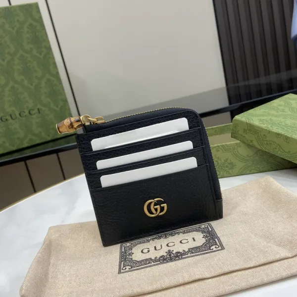 Gucci GG Marmont Card Holder Black Leather Wallet - 1