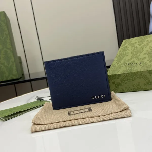 Gucci GG Marmont Small Leather Wallet Navy Blue Short Wallet - 1