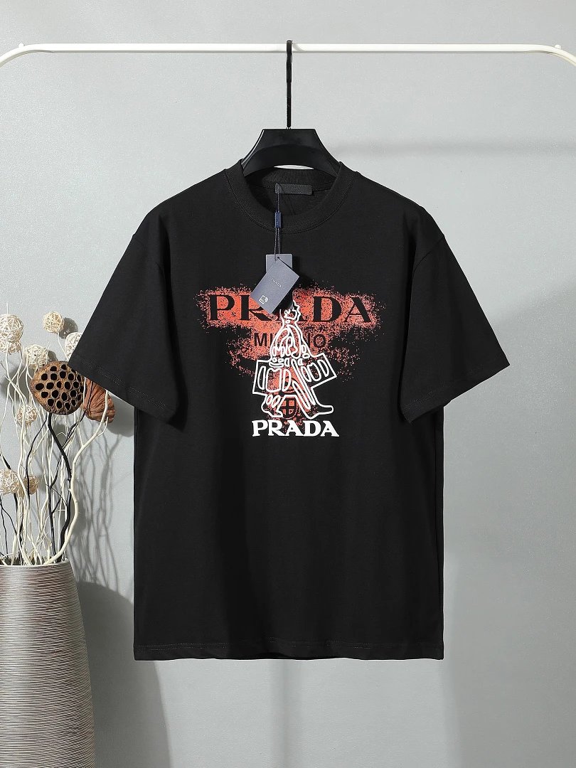 Prada T-Shirts Crew-neck short-sleeve graphic and textured designs image 3