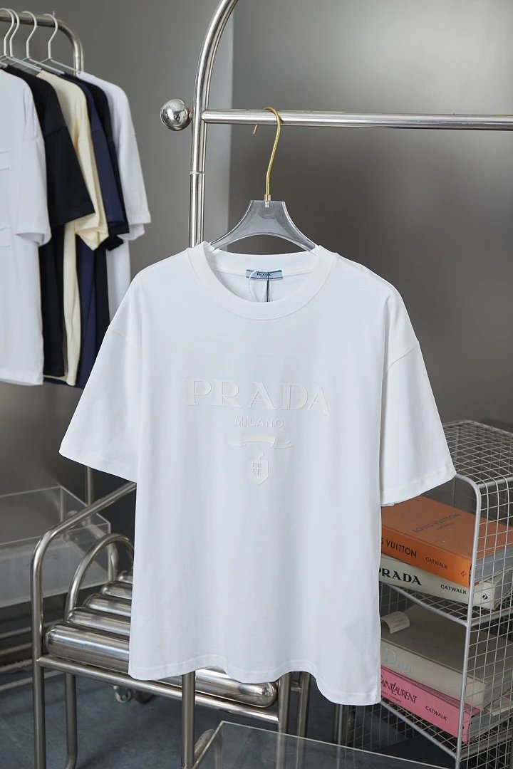 Prada T-Shirts Crew-neck short-sleeve graphic and textured designs image 9