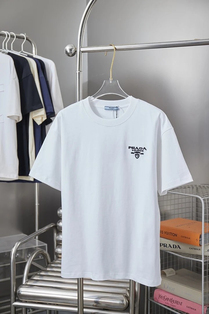 Prada T-Shirts Crew-neck short-sleeve graphic and textured designs — 75