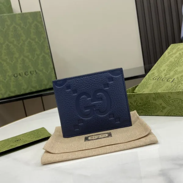 Gucci GG Marmont Embossed Leather Short Wallet Navy Blue - 1