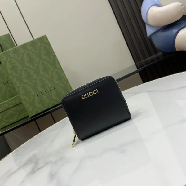 Gucci Zip-Around Wallet Black Leather Short Wallet - 1