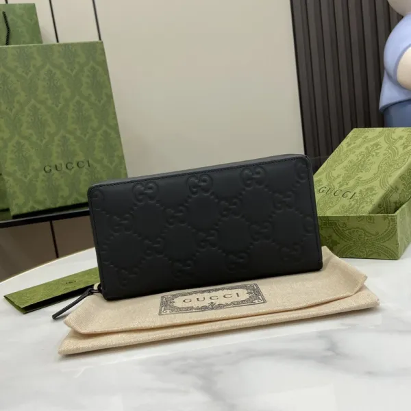 Gucci GG Marmont Embossed Leather Long Wallet Black - 1