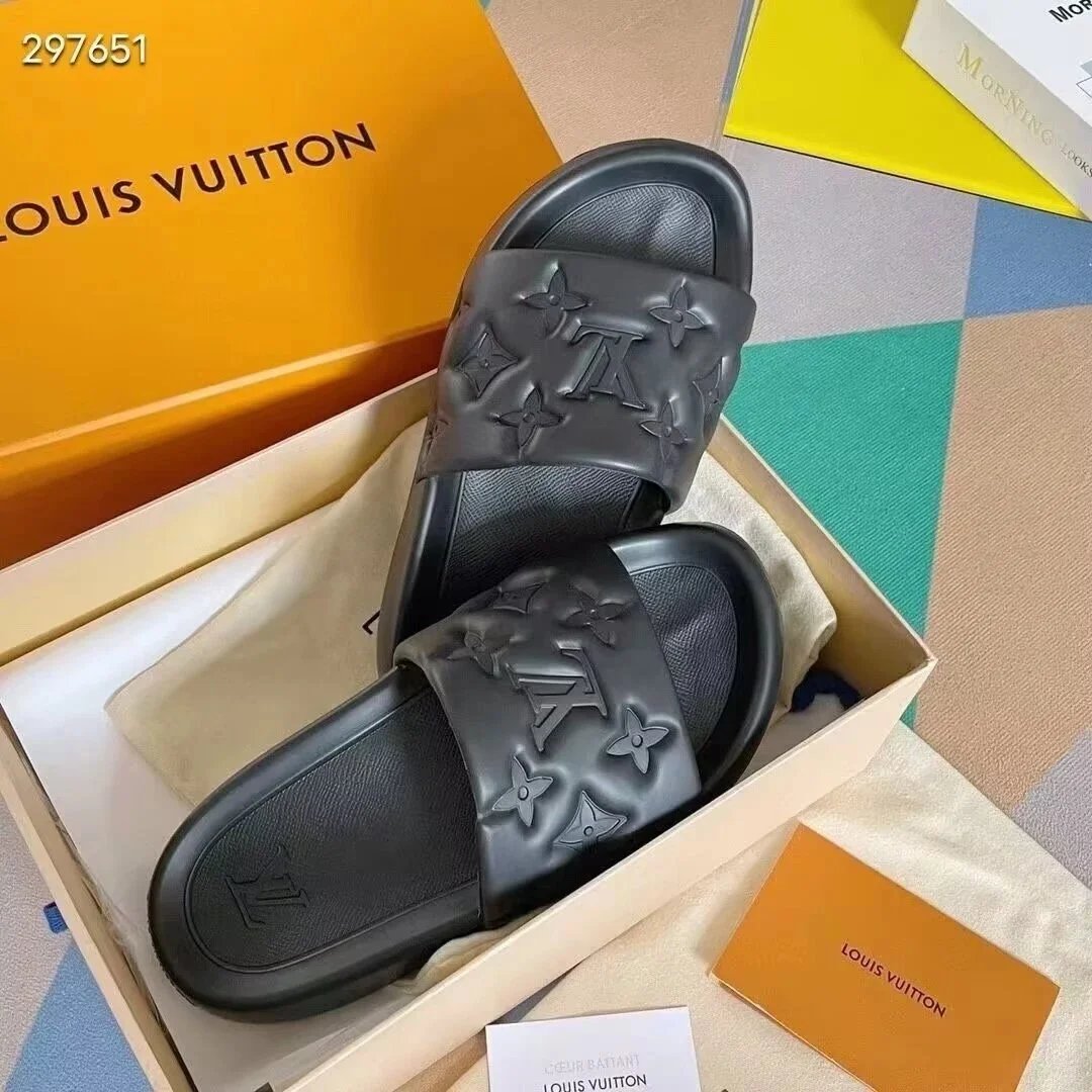 Louis Vuitton Embossed Monogram Rubber Slide Sandal