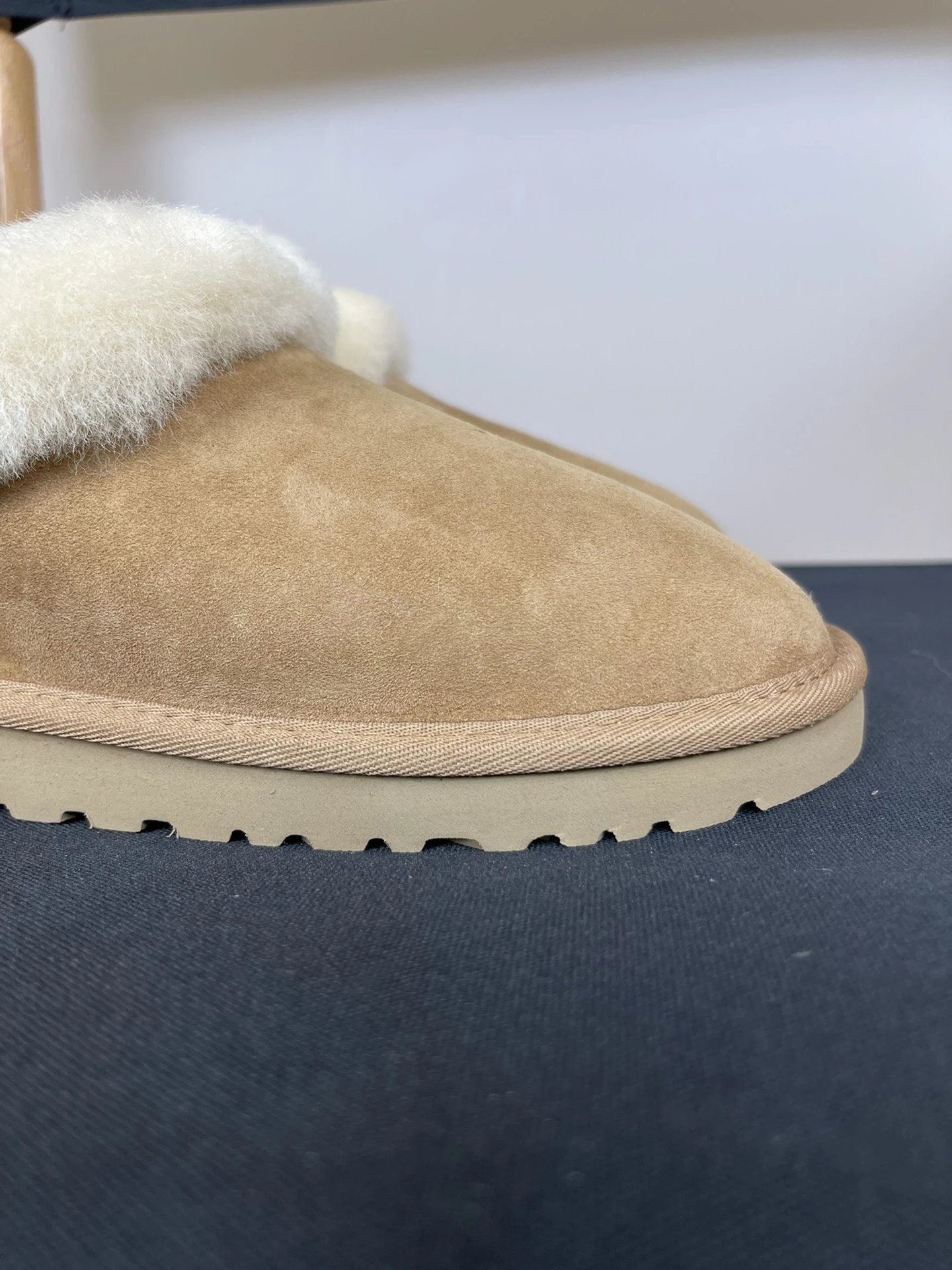 UGG Tasman Platform Slide Beige Suede Slippers - 14