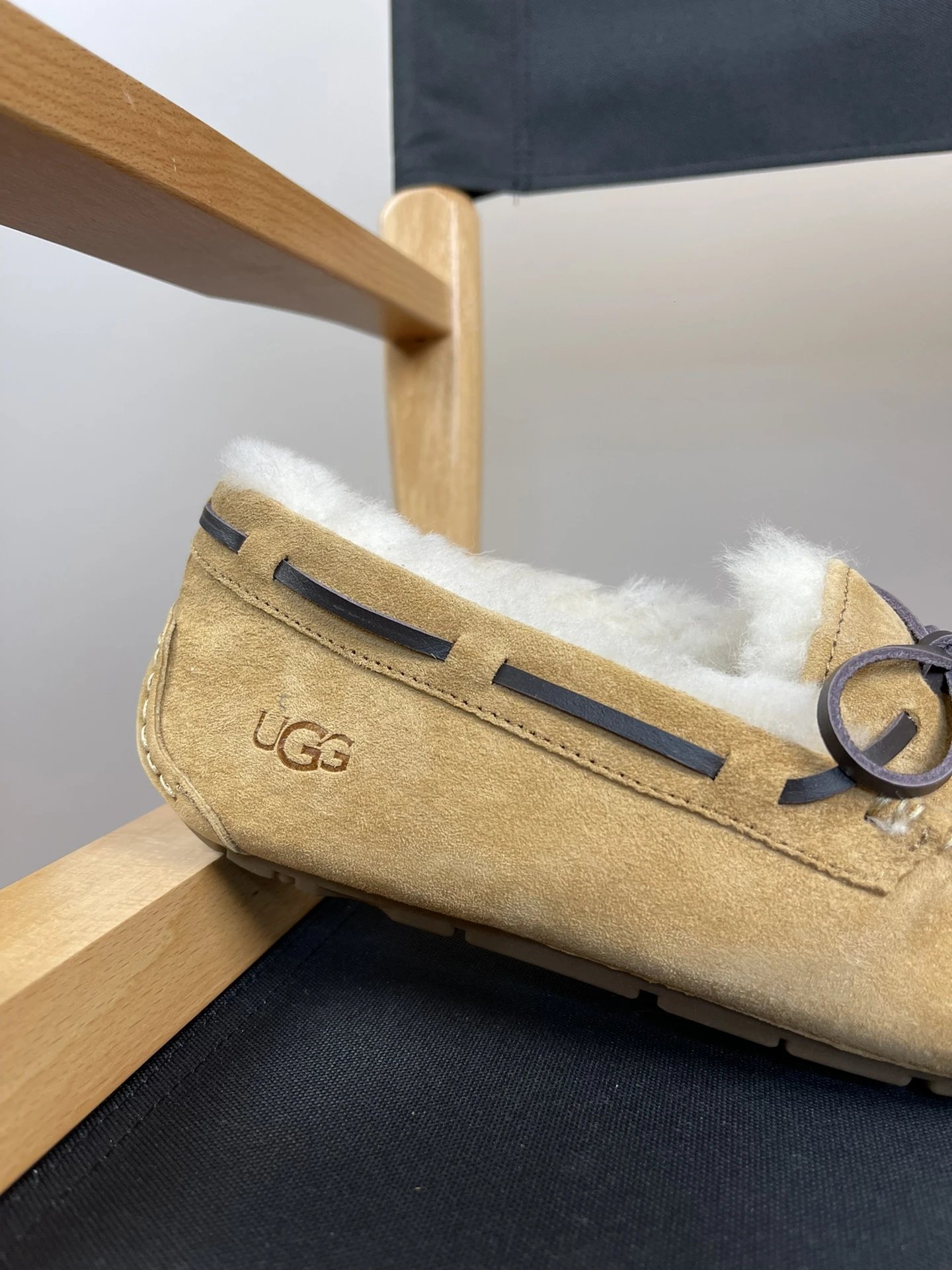 UGG Tasman Platform Slide Beige Suede Slippers - 5