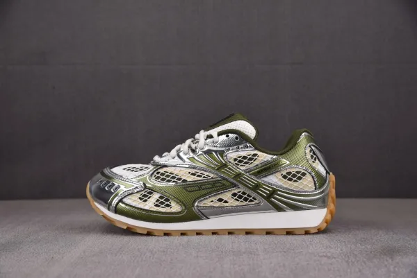 Bottega Veneta BV Sport Green Silver Mesh Sneakers - 1