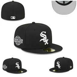 thumbnail for White Sox白袜队不可调节帽嘻哈平沿帽 59FIFTY Cap号码帽子全封帽袖章尺寸帽防晒帽男女百搭遮阳帽旅游潮帽
