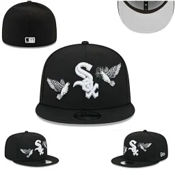 thumbnail for White Sox Side Embroidered Non-Adjustable Cap, Hip Hop Flat Brimm, 59FIFTY Cap Number Cap, Full Cap, Armband, Size Cap, Sun Hat, Versatile Sun Hat, Men's and Women's Versatile Sun Hats