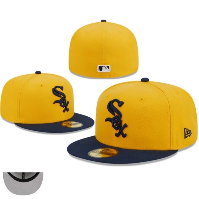 White Sox White Sox Non-adjustable Hat Flat Hat Caps Number Hat Classic hats Full Cap Size Hat Sunscreen Hat Men's and Women's All-match Sunshade Hat