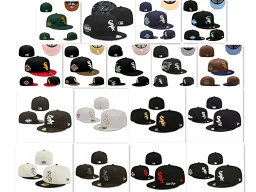 thumbnail for White Sox non-adjustable hat hip-hop flat-brimmed hat 59FIFTY Cap number hat full-covered hat armband size hat sun hat men and women all-match sun hat travel trend hat