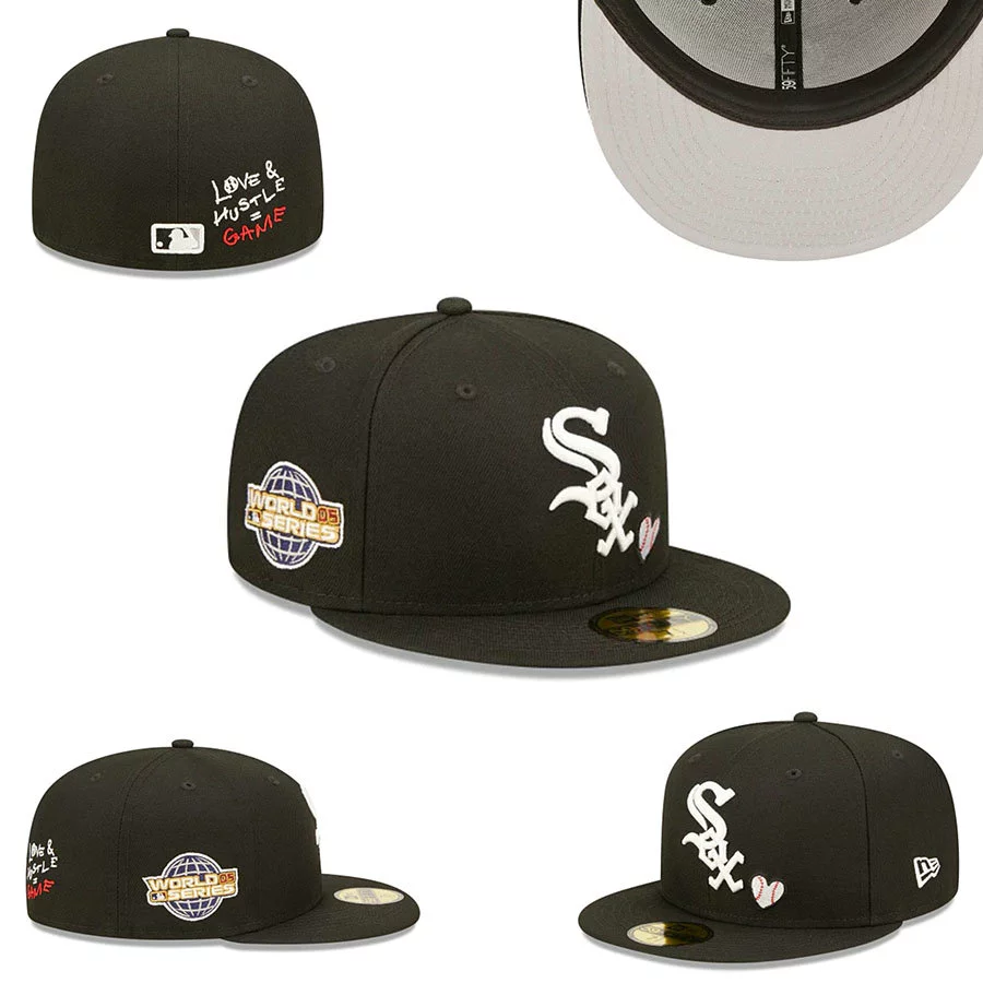 White Sox白袜队不可调节帽嘻哈平沿帽59FIFTY Cap号码帽子全封帽袖章 