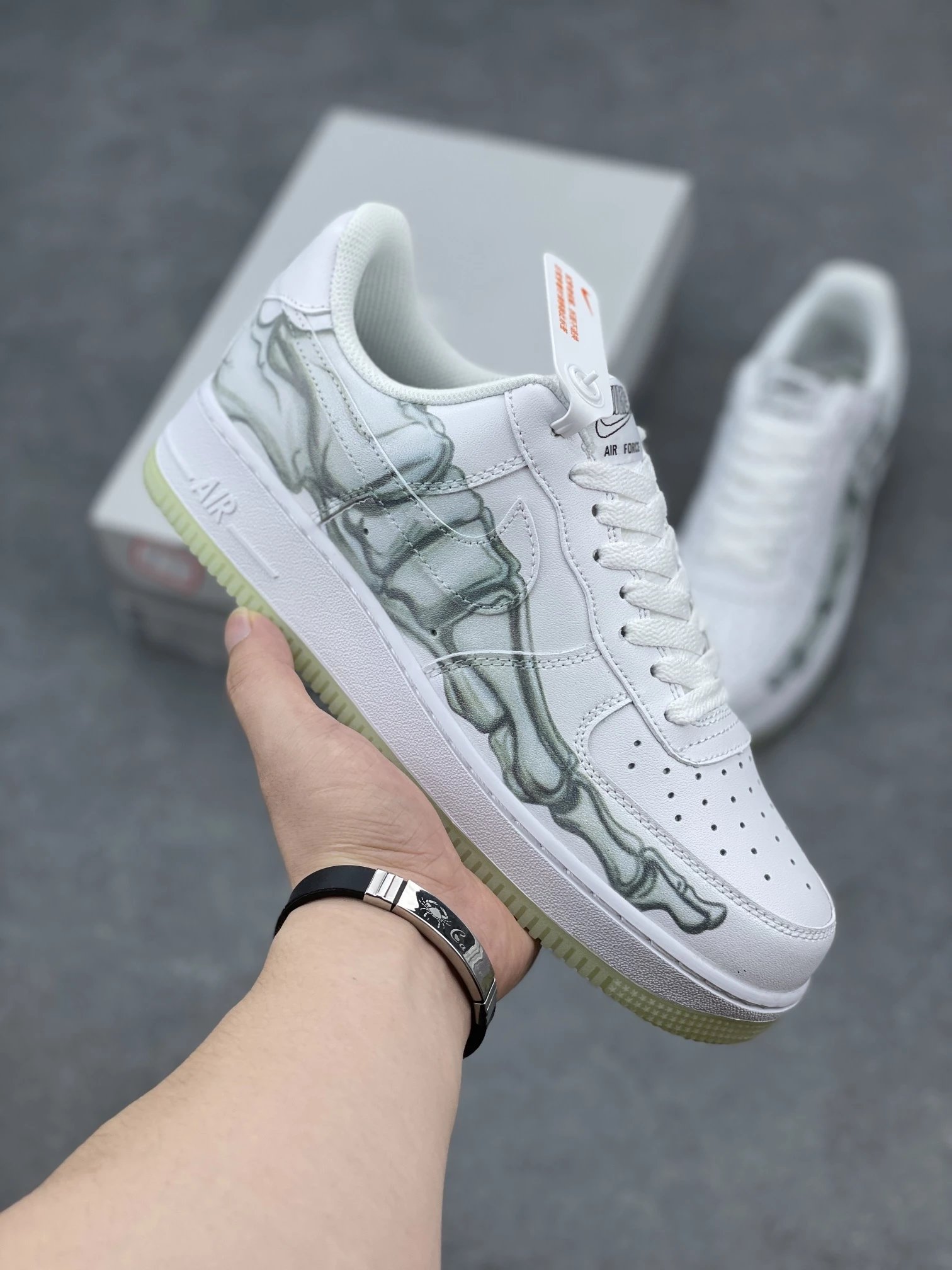 Force1 Skeleton Skeleton Halloween Bone Luminous Air Force One Low Top Board Shoes bq7541