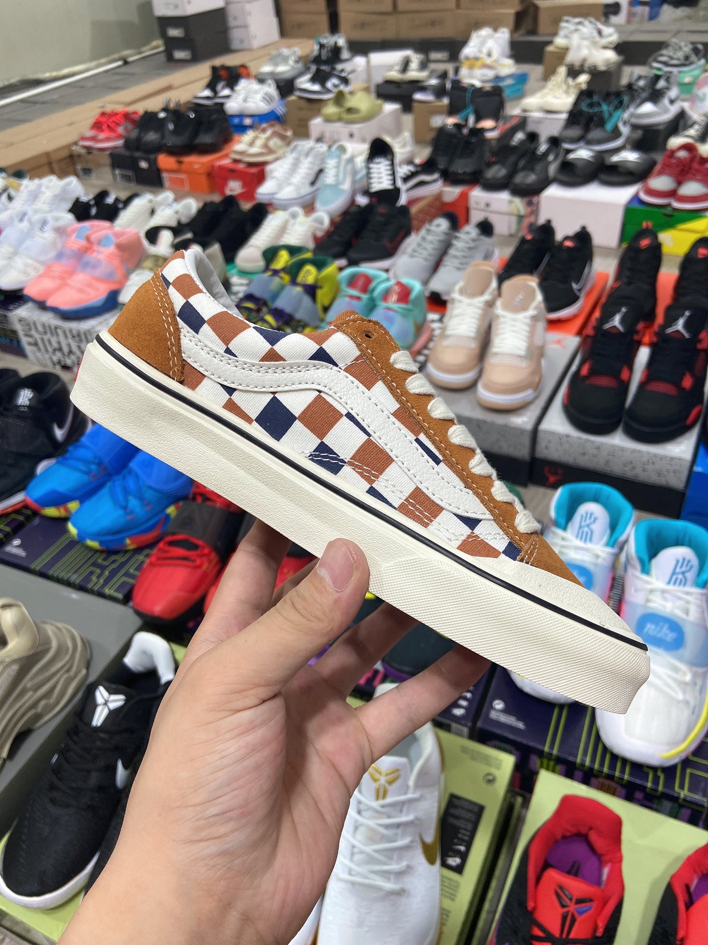 Vans Old Skool Checkerboard Brown Multicolor Sneakers Skateboard Shoes - 7
