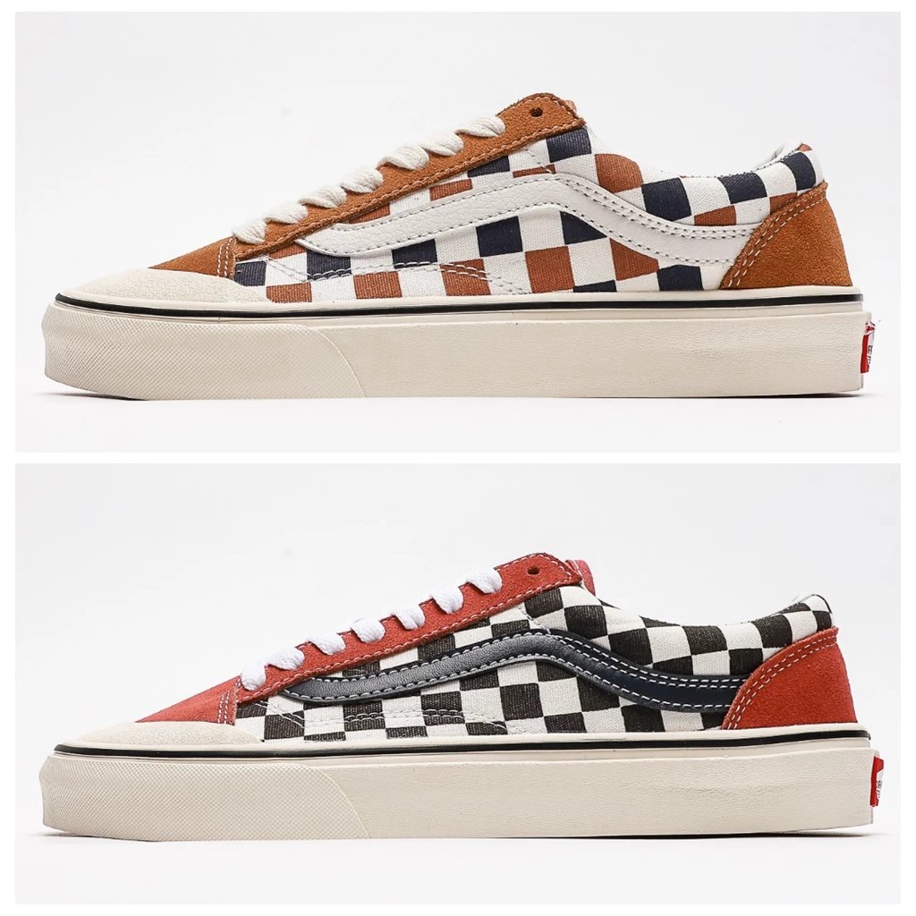 Vans Old Skool Checkerboard Brown Multicolor Sneakers Skateboard Shoes - 2