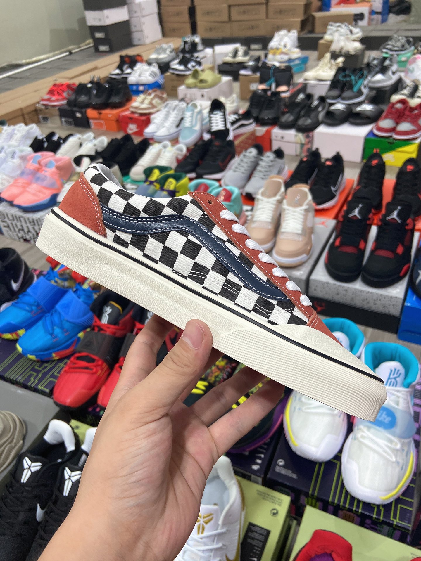 Vans Old Skool Checkerboard Brown Multicolor Sneakers Skateboard Shoes - 19