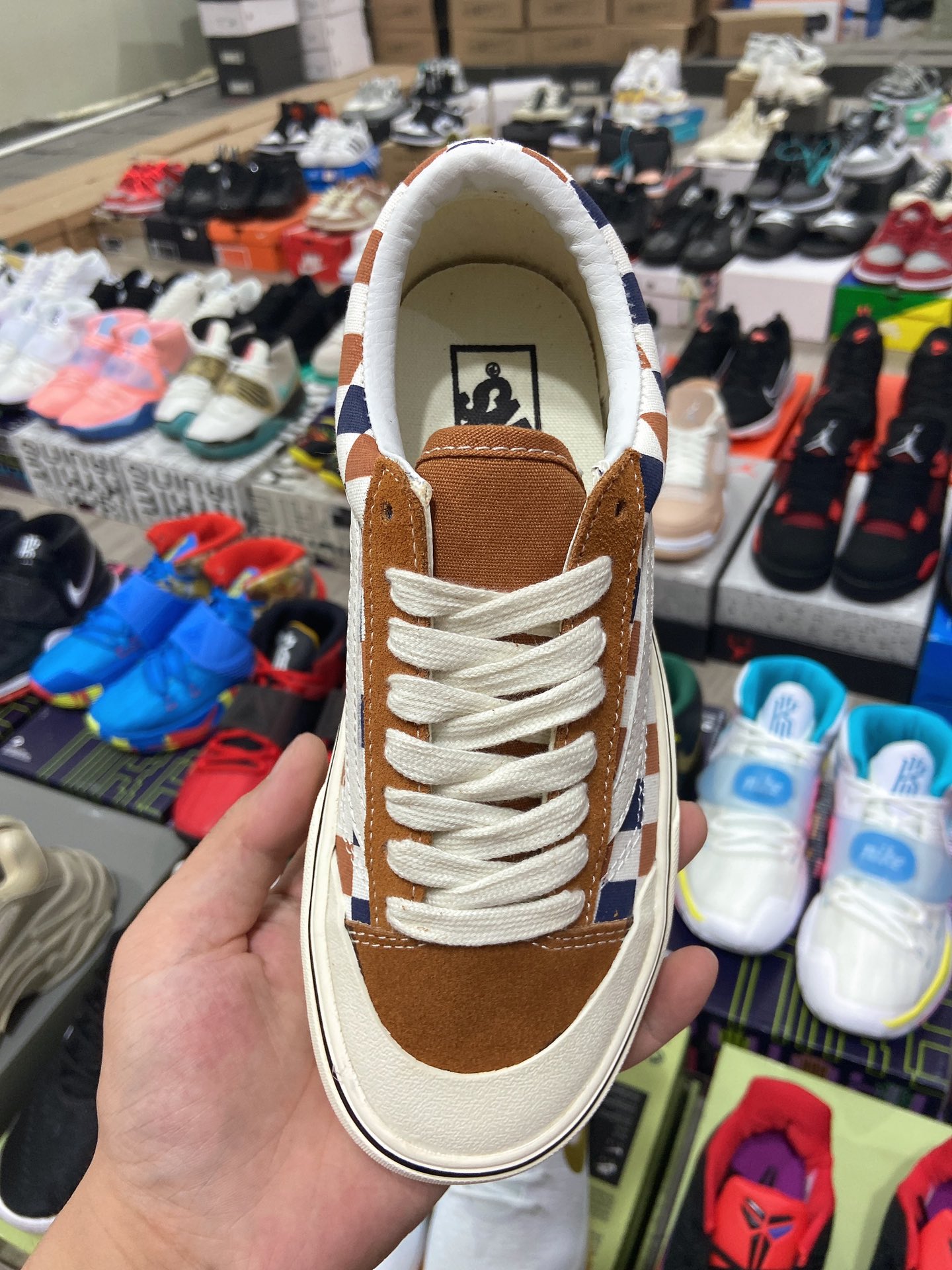 Vans Old Skool Checkerboard Brown Multicolor Sneakers Skateboard Shoes - 11