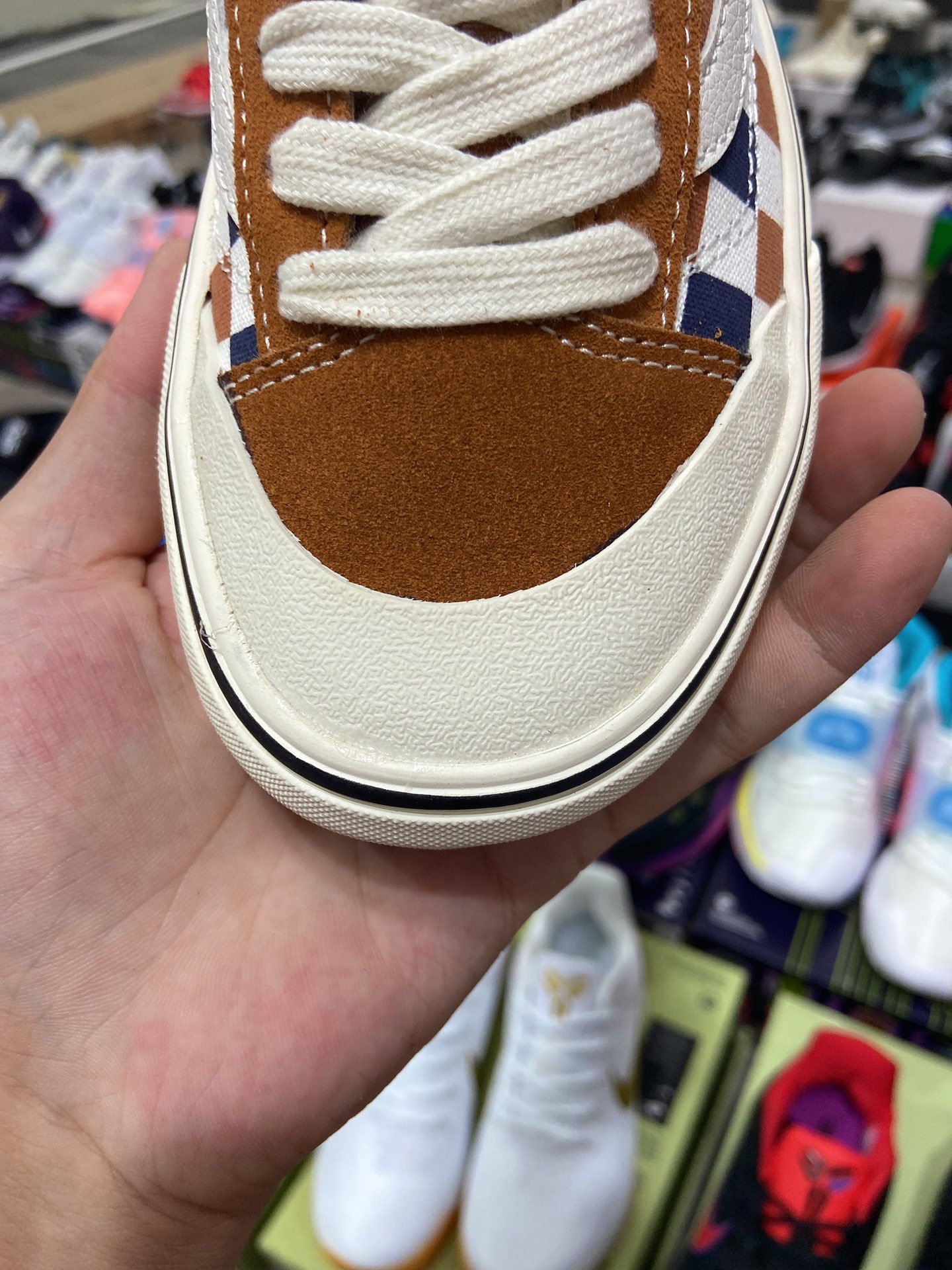 Vans Old Skool Checkerboard Brown Multicolor Sneakers Skateboard Shoes - 3