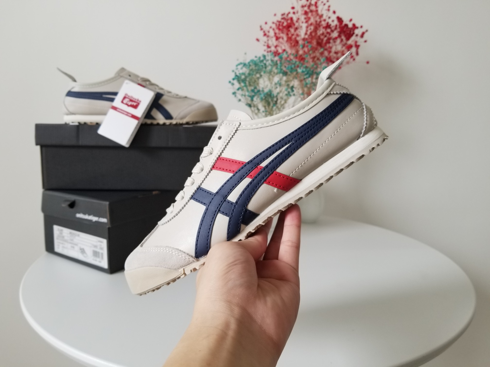 Onitsuka Tiger Sneakers Mexico 66 low-top lace-up — Rice Blue Red
