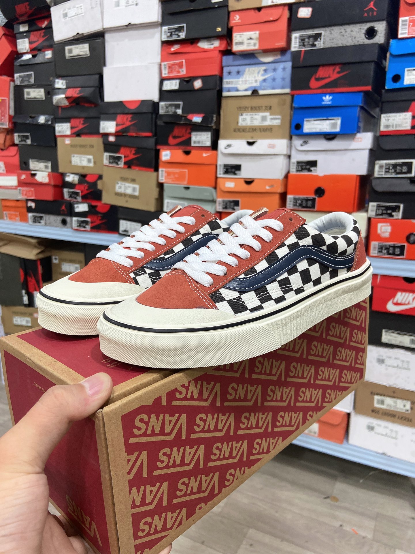 Vans Old Skool Checkerboard Brown Multicolor Sneakers Skateboard Shoes - 16