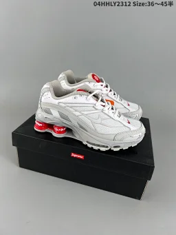 thumbnail for Shox Ride 2 SP Red Supre me Edition White & Red Men's & Women's Trendy Air Column Running Shoes Black & White Red & Green DN1615