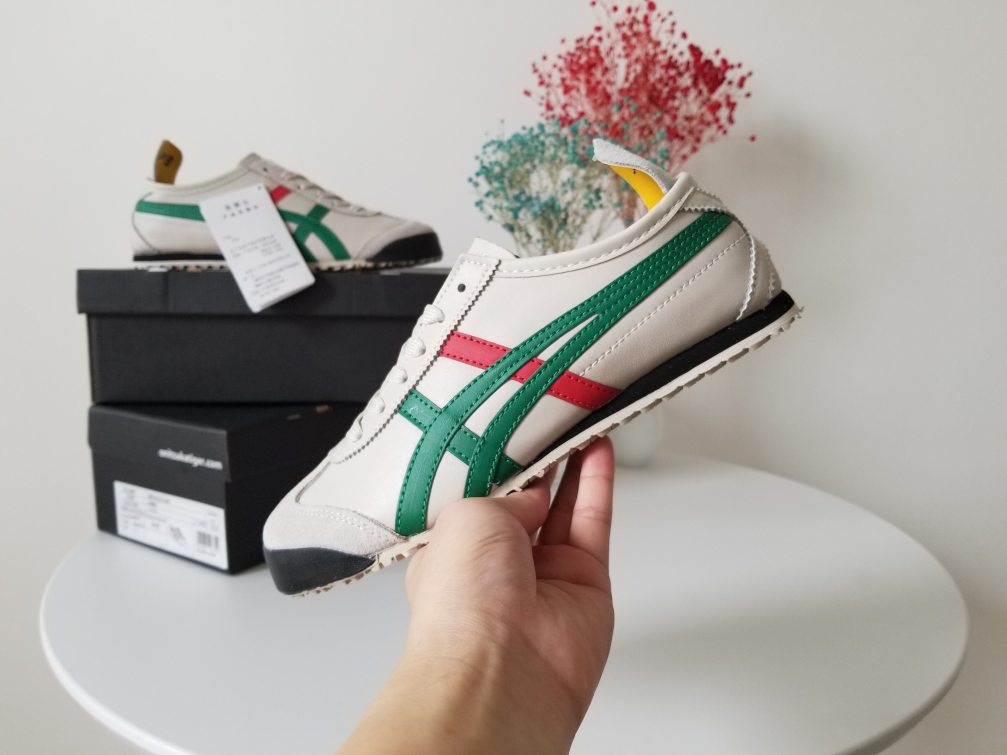 Onitsuka Tiger Sneakers Mexico 66 low-top lace-up — Rice green red