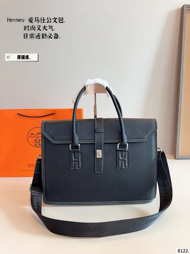 Hermès Crossbody Bags Leather zip-top bag with flap pocket product detail image 1