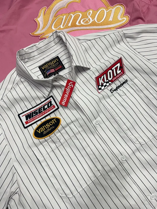 Vanson Leathers Shirts Short-Sleeve Work Shirt with Racing Patches product detail image 7