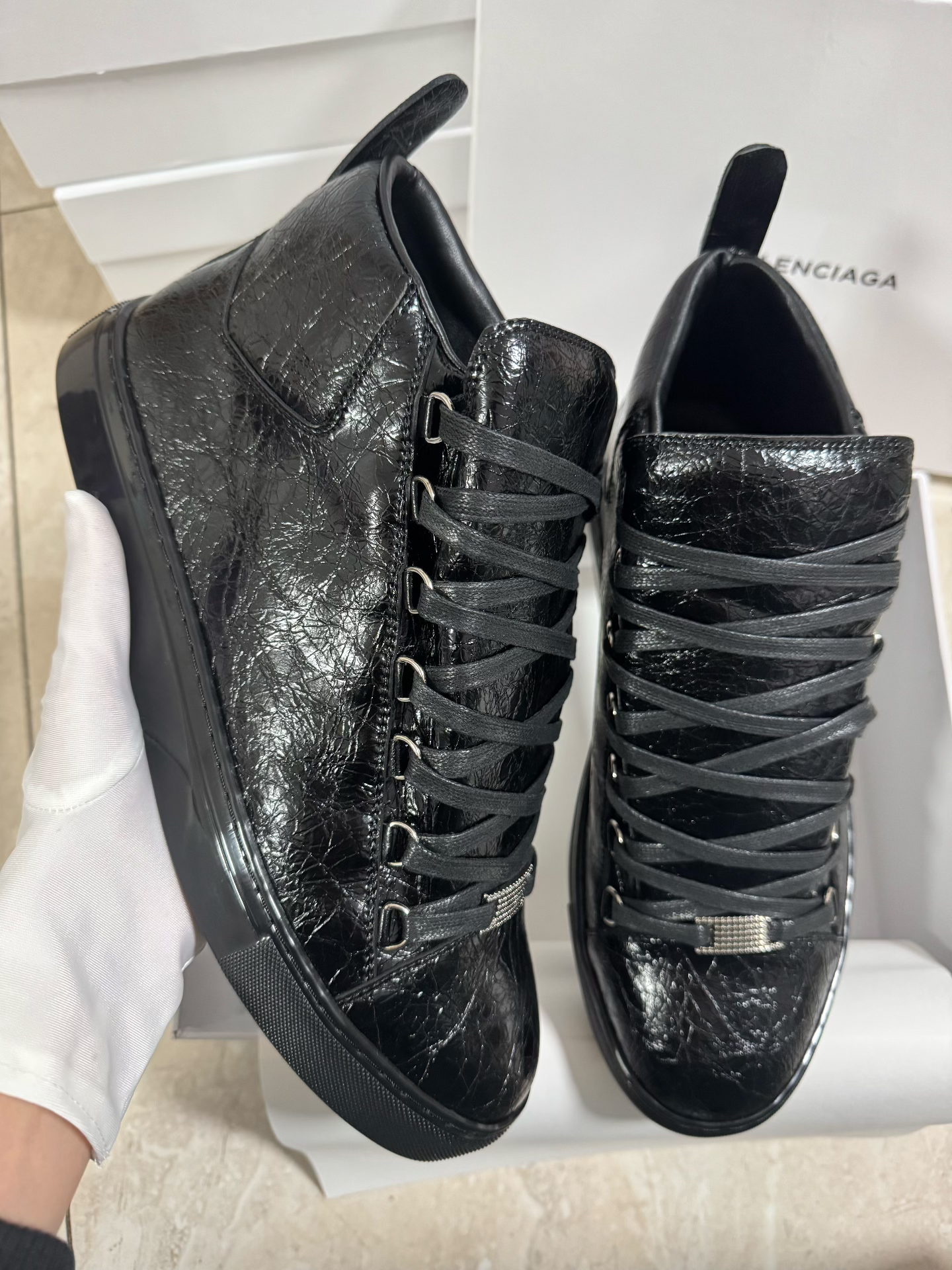 Unbranded Sneakers High-top lace-up with metal eyelets — Black high-top