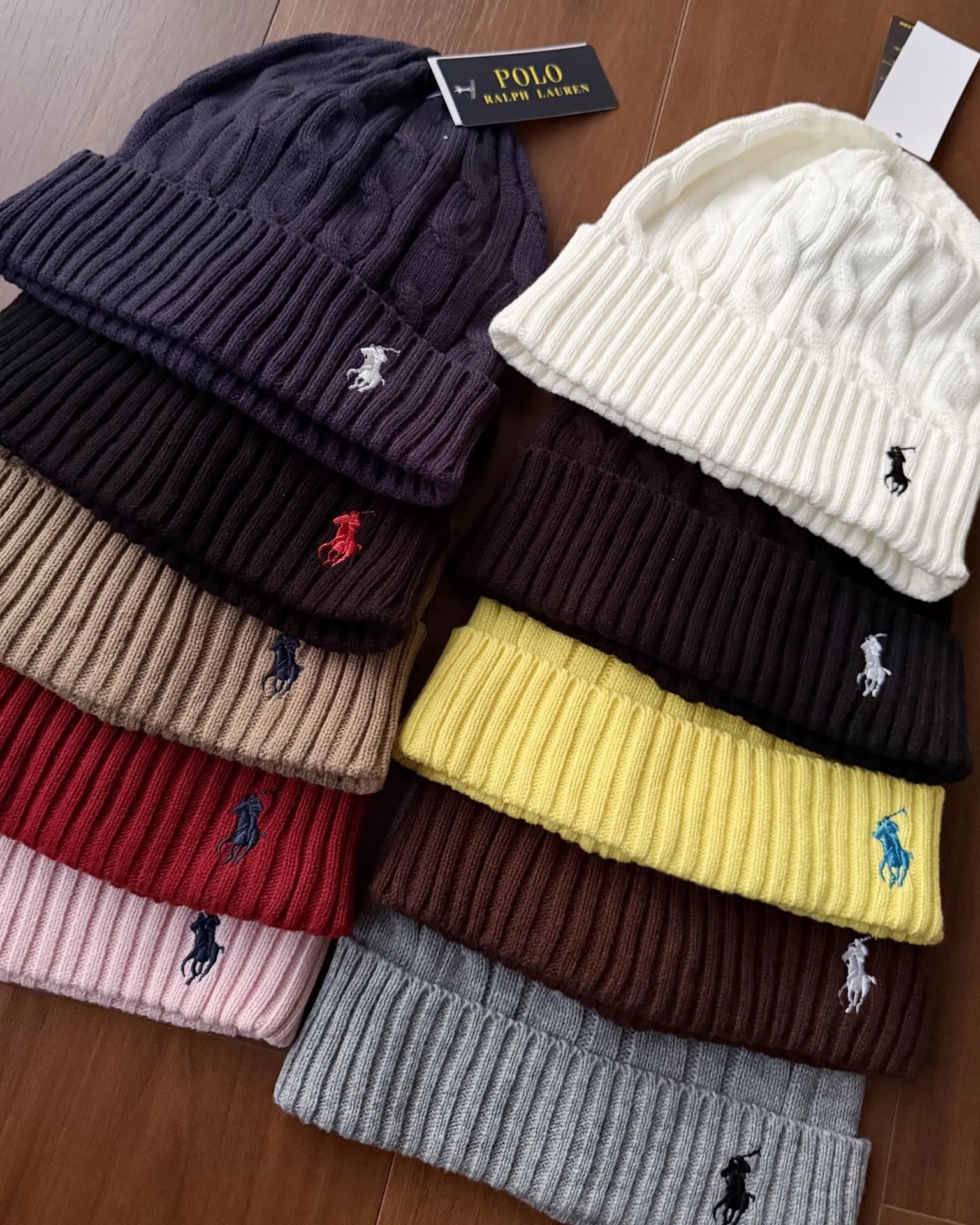 Polo Ralph Lauren Hats Cable-Knit Cuffed Beanie with Pony Embroidery image 6