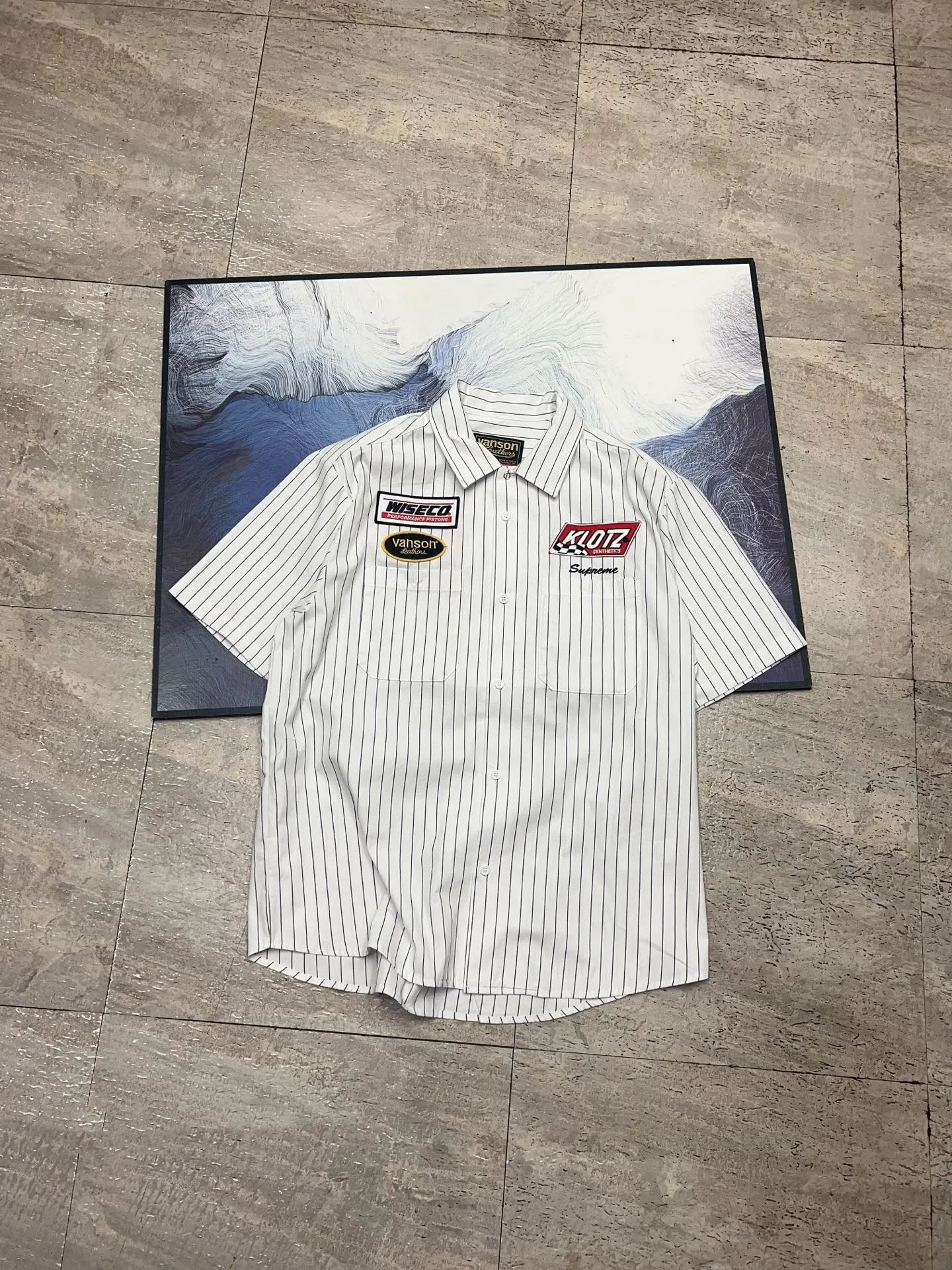 Vanson Leathers Shirts Short-Sleeve Work Shirt with Racing Patches — *001