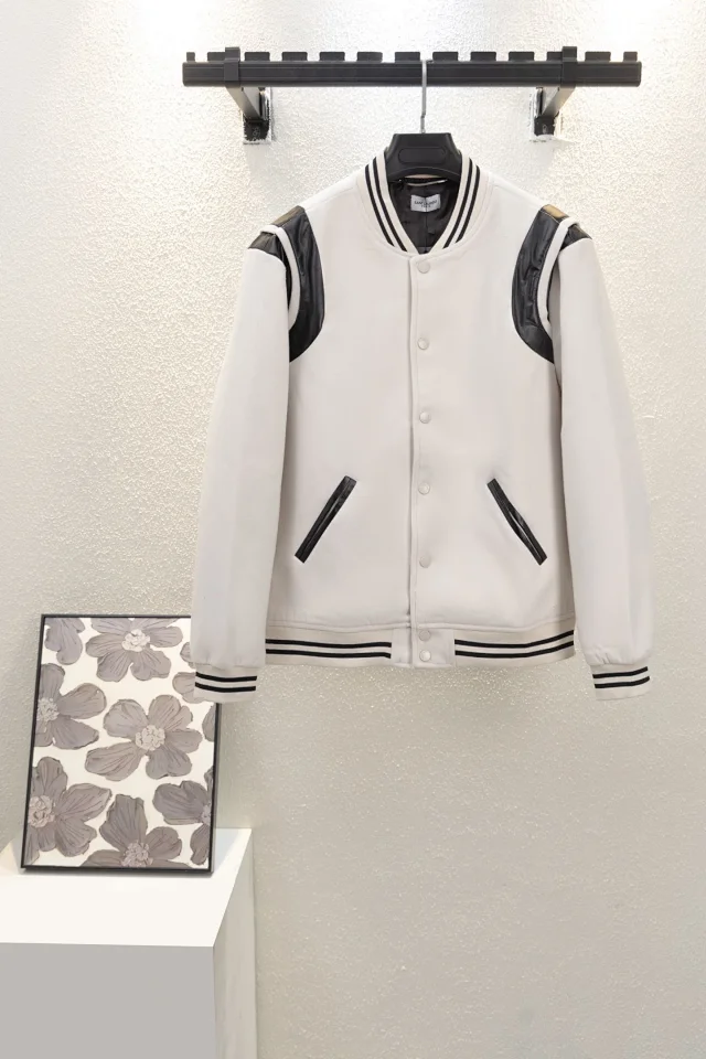 Saint Laurent Jackets Varsity jacket with contrast shoulder panels product detail image 3