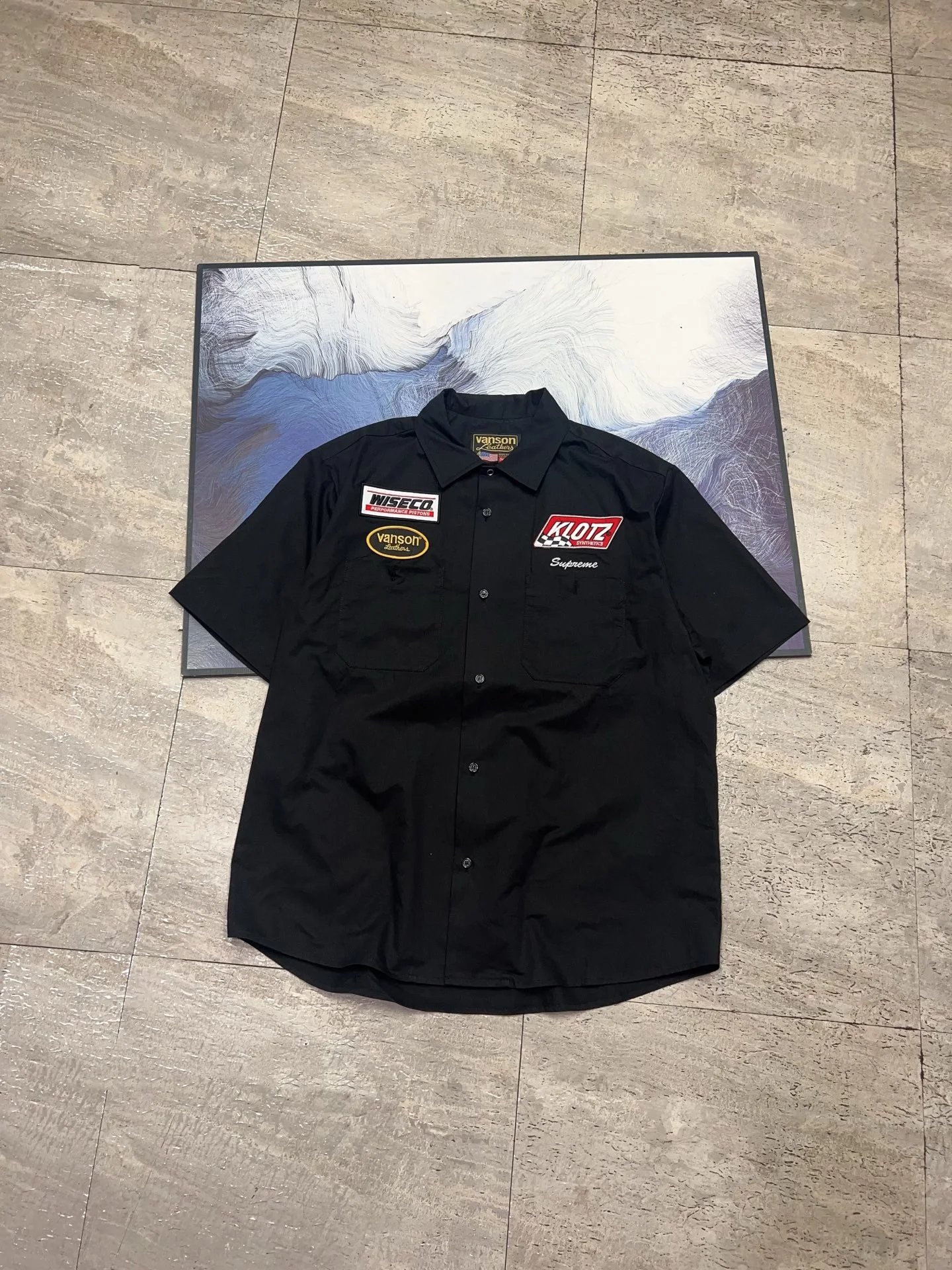 Vanson Leathers Shirts Short-Sleeve Work Shirt with Racing Patches — *003