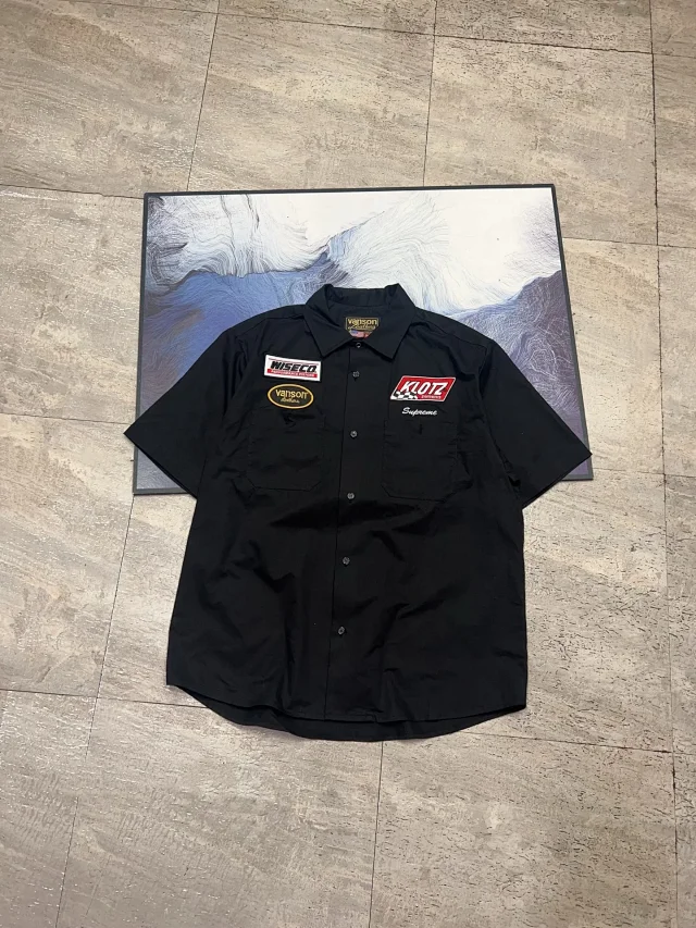 Vanson Leathers Shirts Short-Sleeve Work Shirt with Racing Patches product detail image 12