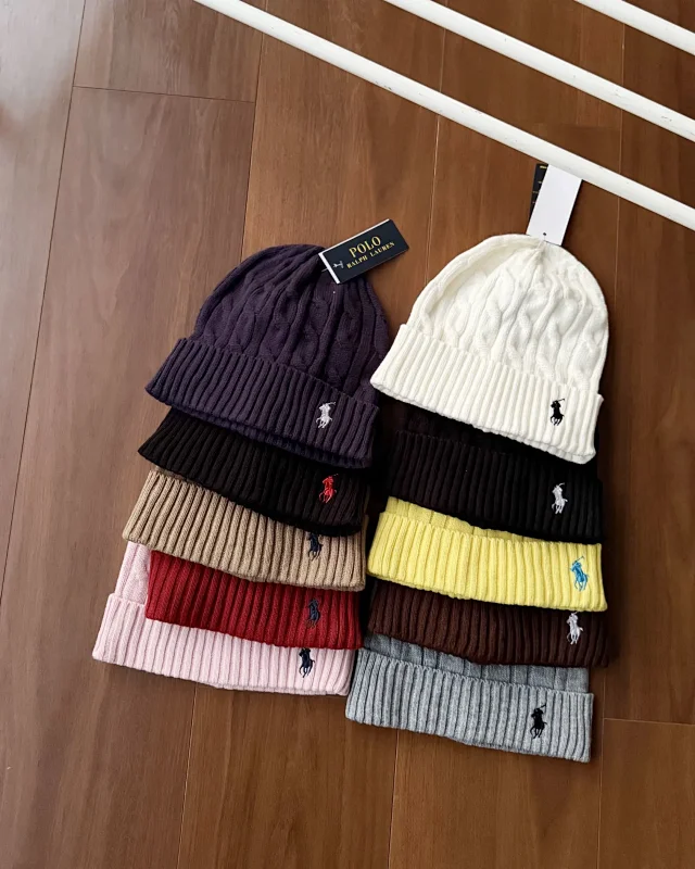 Polo Ralph Lauren Hats Cable-Knit Cuffed Beanie with Pony Embroidery product detail image 4