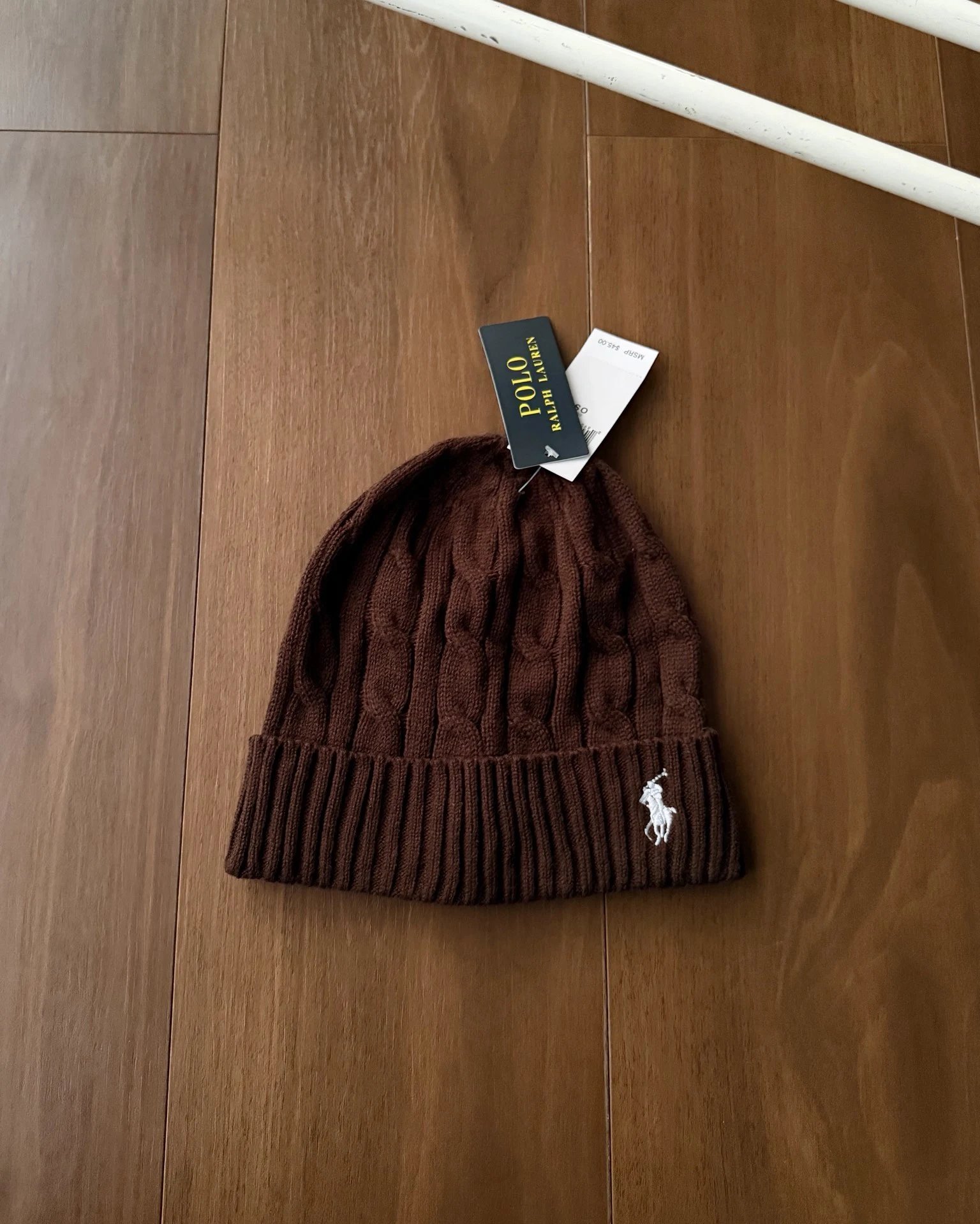 Polo Ralph Lauren Hats Cable-Knit Cuffed Beanie with Pony Embroidery — *004