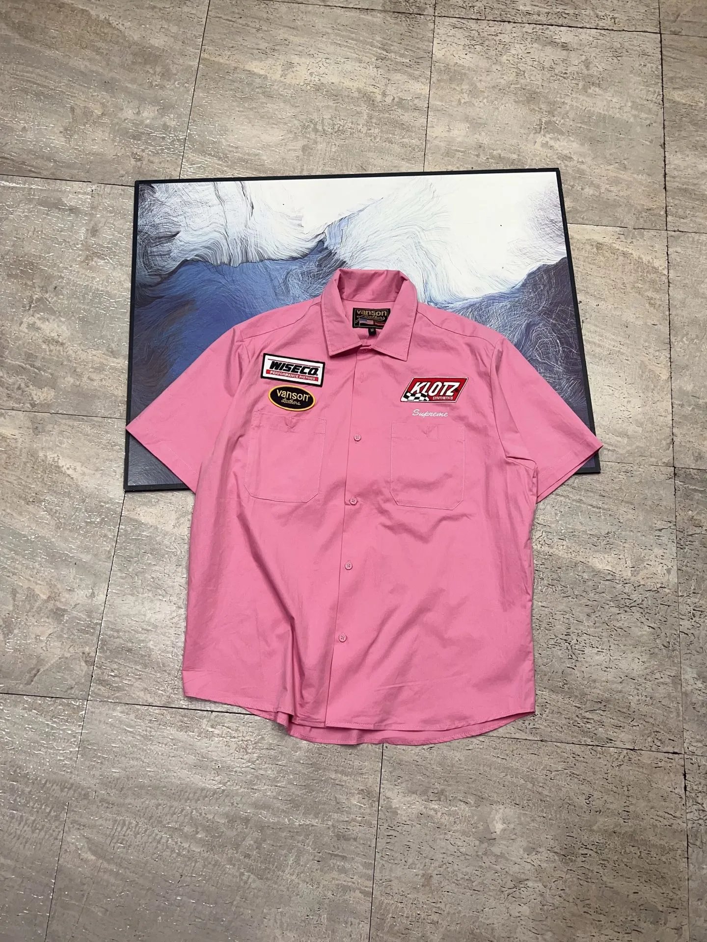 Vanson Leathers Shirts Short-Sleeve Work Shirt with Racing Patches — *002