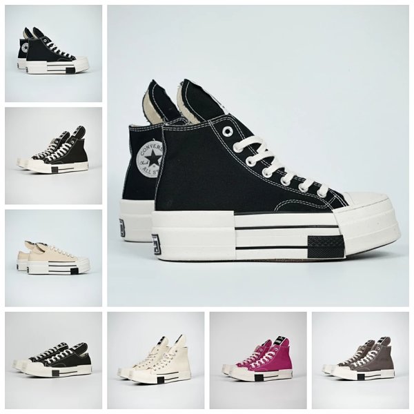 (one yard larger) RICK OWENS double bottom 1970s ro joint deconstruction canvas shoes board shoes A04954C a00130c