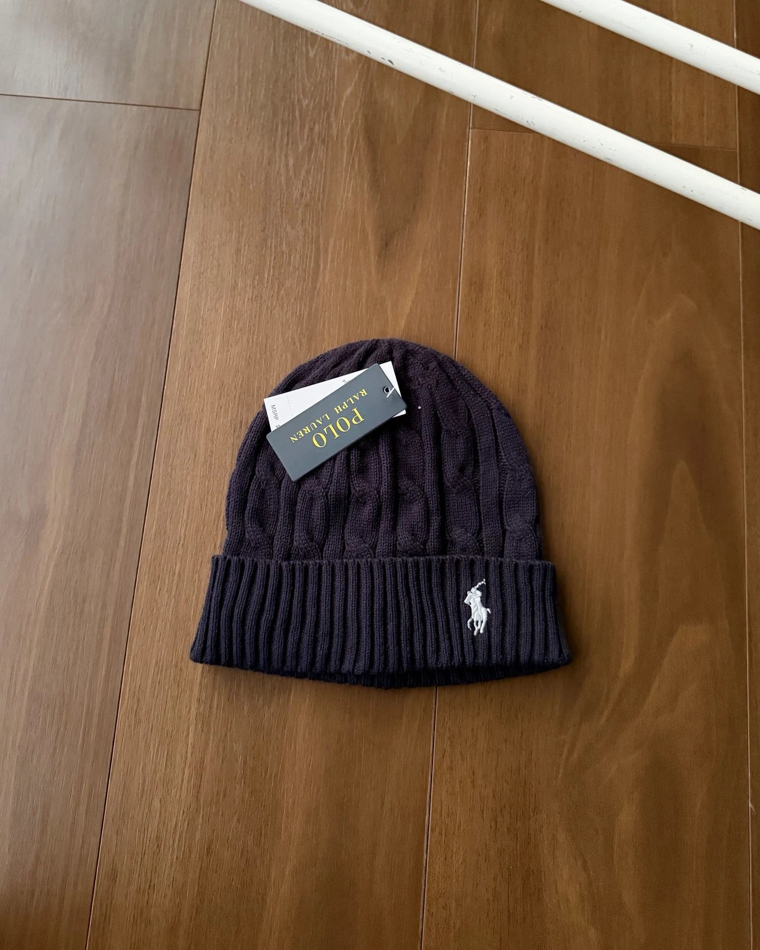 Polo Ralph Lauren Hats Cable-Knit Cuffed Beanie with Pony Embroidery — *002 Deep Blue