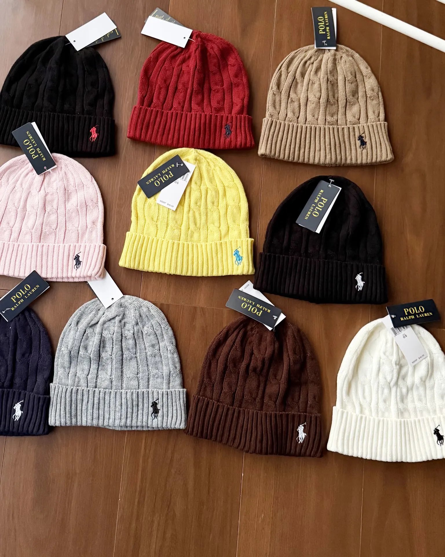 Polo Ralph Lauren Hats Cable-Knit Cuffed Beanie with Pony Embroidery image 5