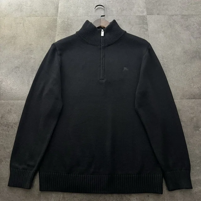 Burberry Knitwear Equestrian Knight stand-collar half-zip sweater product detail image 5