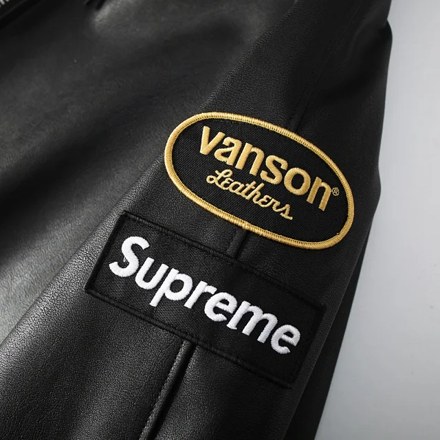 Vanson Leathers Jackets Supreme collaboration hooded leather jacket product detail image 12
