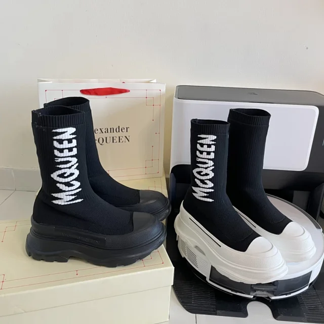 Alexander McQueen Boots Logo Knit Sock with Lug Sole product detail image 1