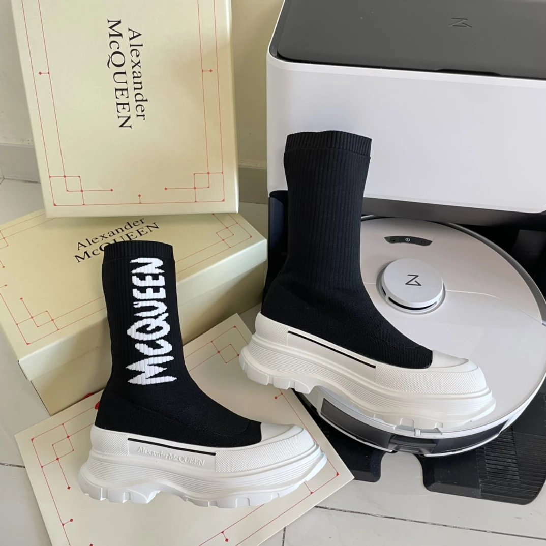 Alexander McQueen Boots Logo Knit Sock with Lug Sole image 7