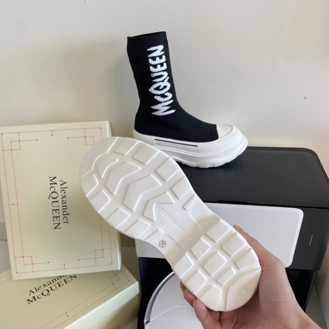 Alexander McQueen Boots Logo Knit Sock with Lug Sole image 5